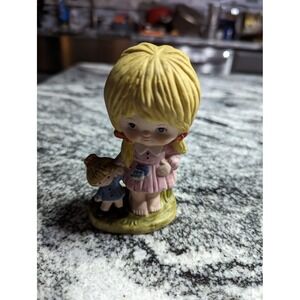 Vintage Homco Blonde Girl With Doll Figurine #3160